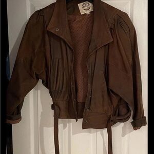 Global Identity G-lll Vintage Brown Leather Jacket Women’s Size M